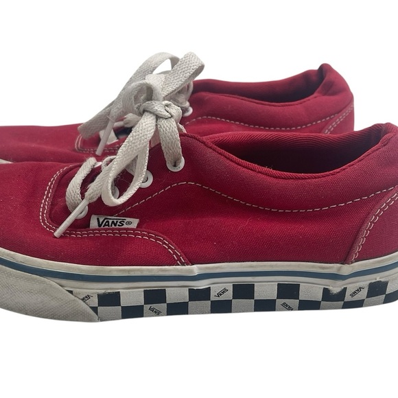 Vans Off The Wall Red Canvas Skateboard Sneakers Youth size 3 Lace Checked sole - Picture 7 of 16